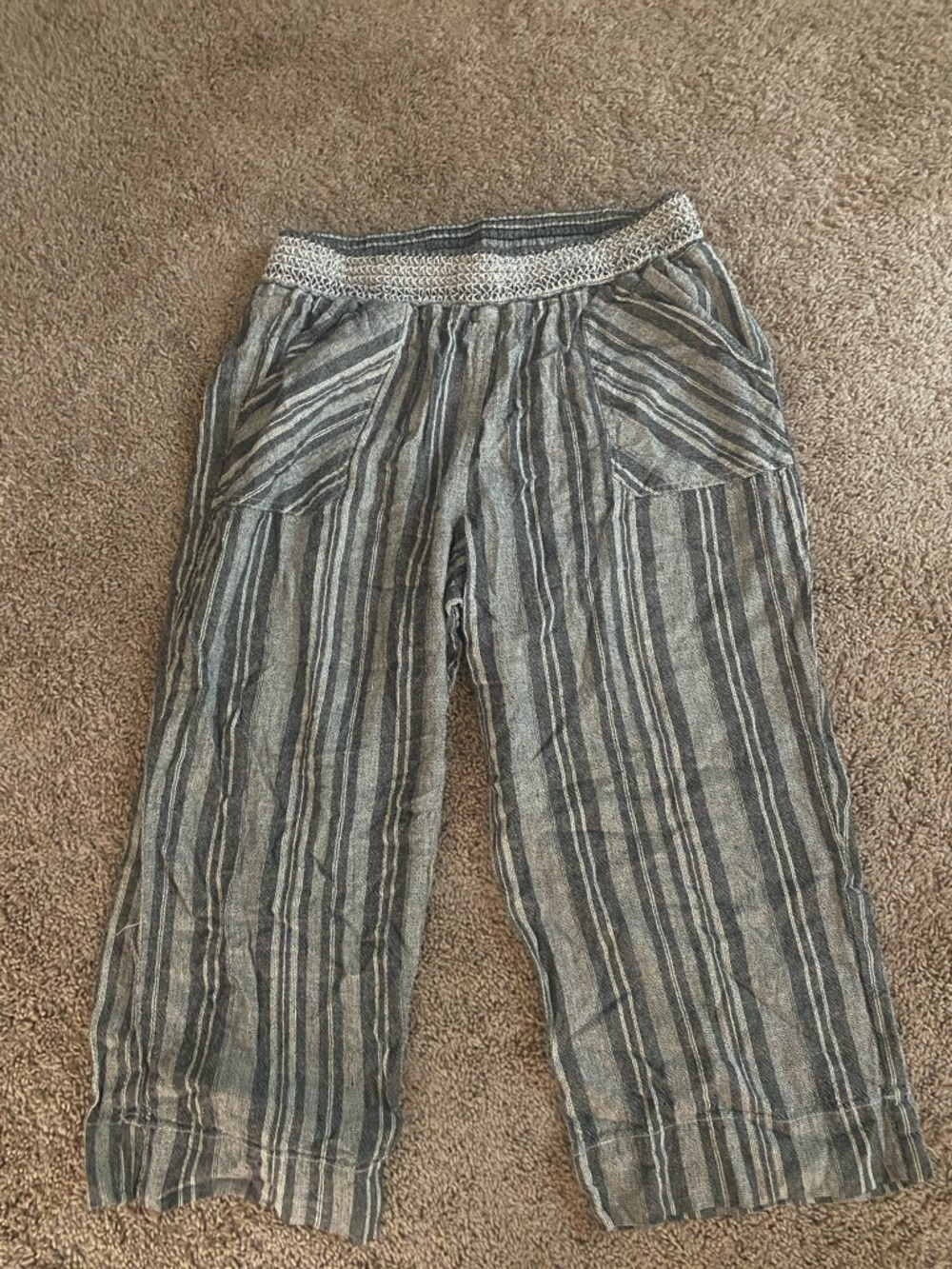 Westbound Striped Wide-Leg Cropped Pants in Black and Cream